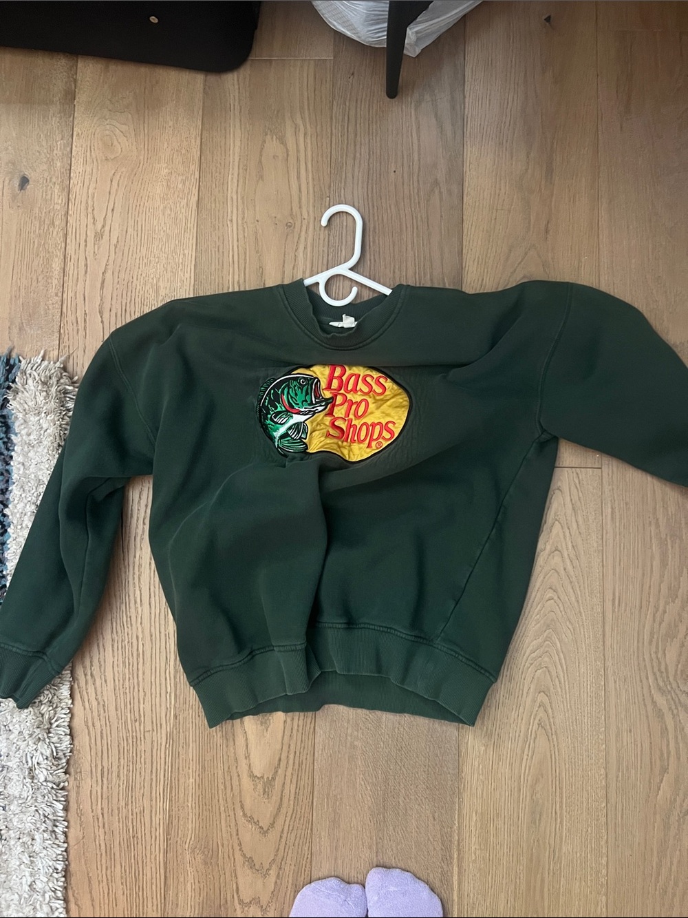 Bass Pro Shops Dark Green Crewneck with Yellow Logo Patch
